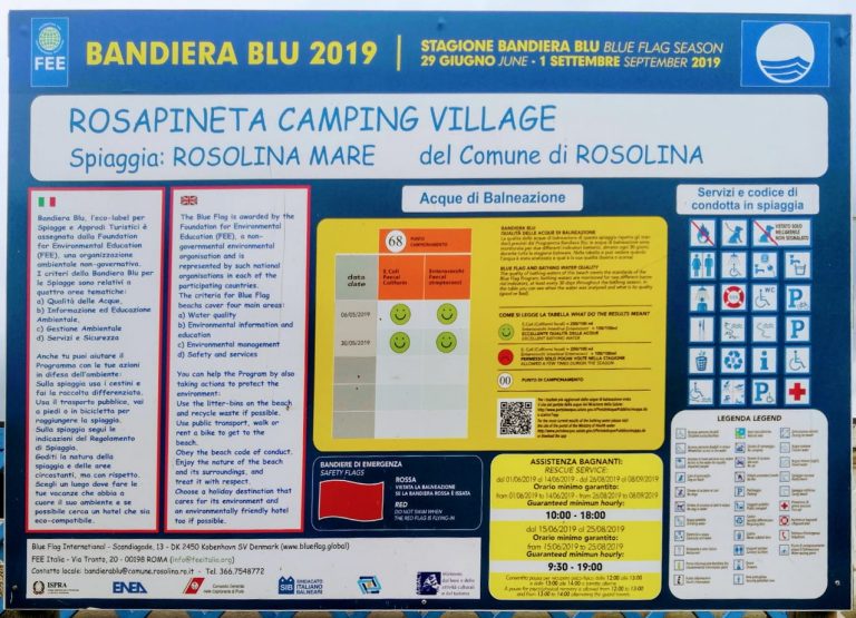 Błękitna Flaga 2019 dla plaży Rosapineta